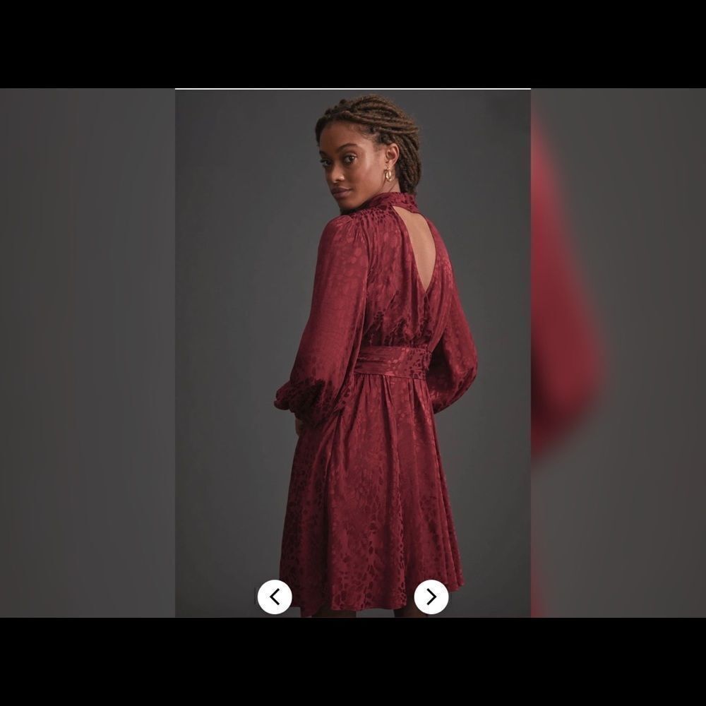 Anthropologie - Jacquard Mini Dress - wine